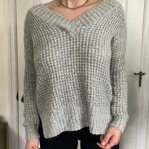 gray vneck sweater